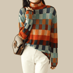 Siena Patchwork Cashmere Turtleneck Sweater