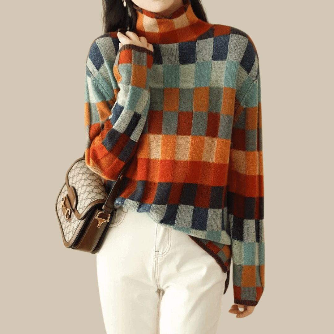 Siena Patchwork Cashmere Turtleneck Sweater