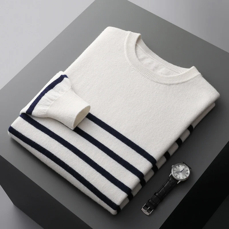 Men’s Laurent Striped Wool Crewneck Sweater