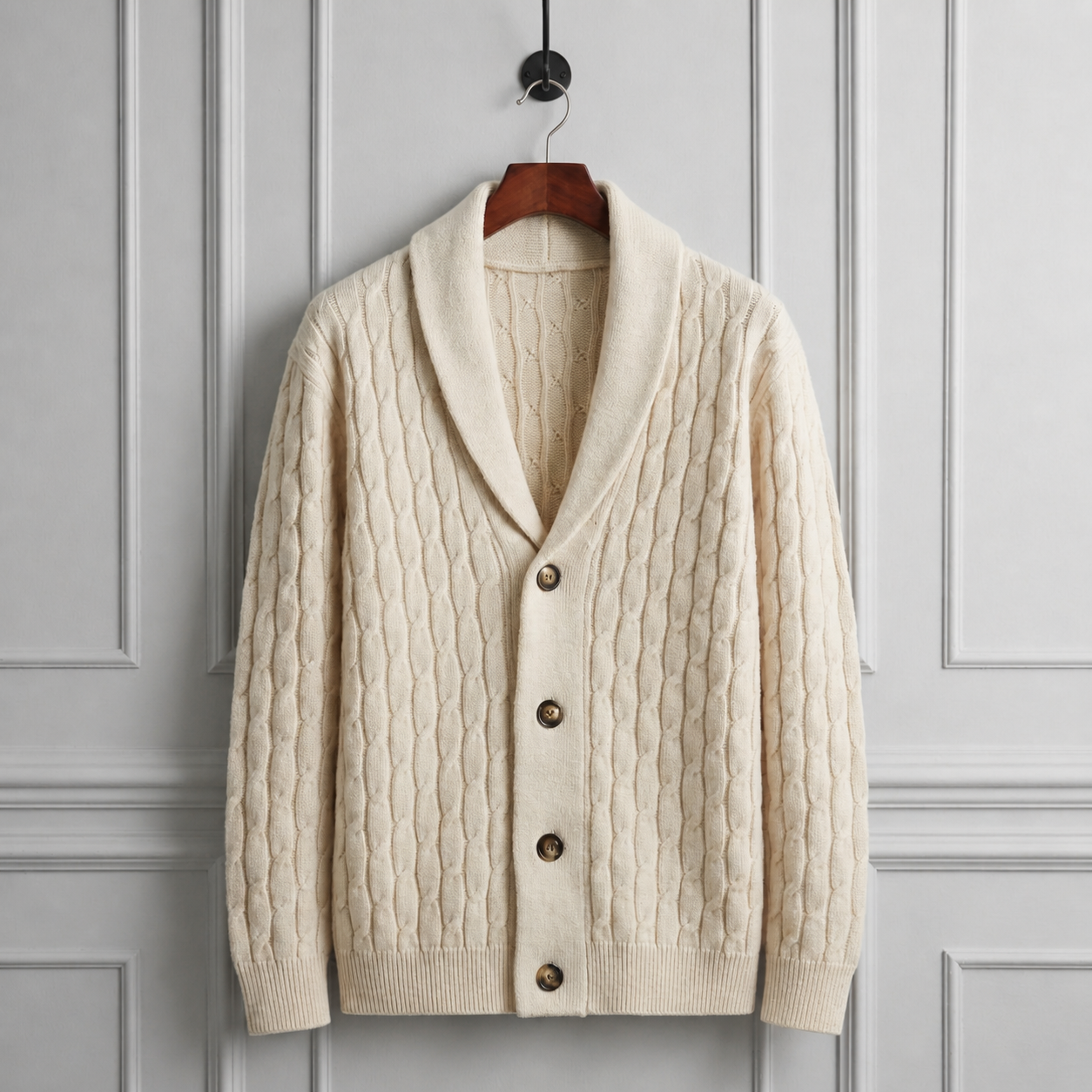 Greystone Loose Fit Wool Knit Cardigan