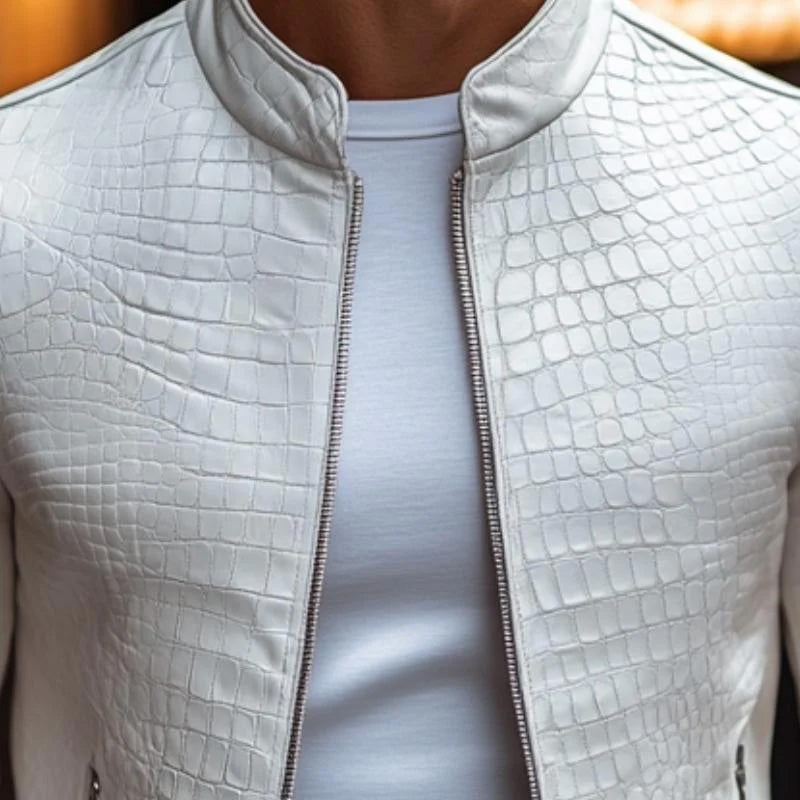 Men’s Lucien Stand Collar Leather Jacket