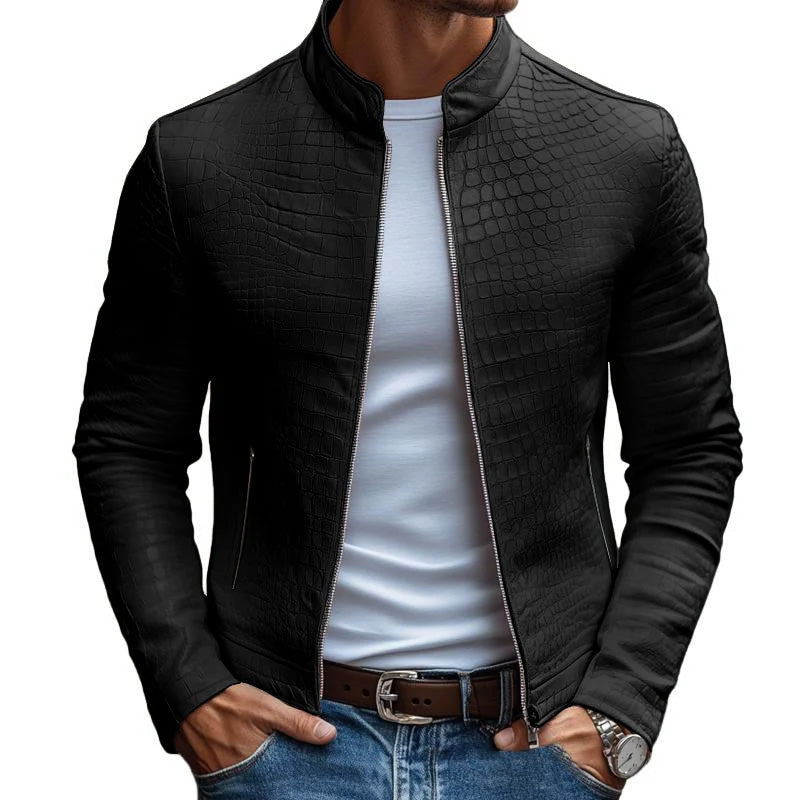 Men’s Lucien Stand Collar Leather Jacket