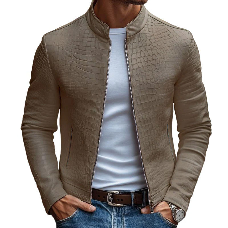 Men’s Lucien Stand Collar Leather Jacket