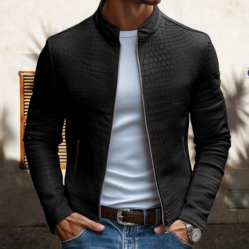 Men’s Lucien Stand Collar Leather Jacket