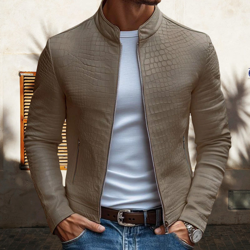 Men’s Lucien Stand Collar Leather Jacket