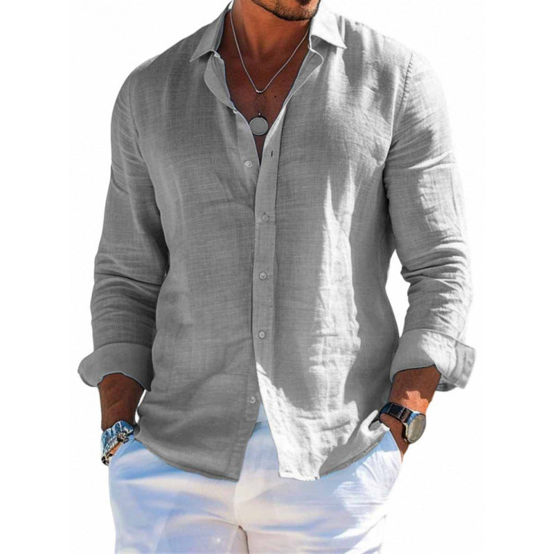 Men’s Arden Cotton-Linen Lapel Shirt
