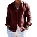 Men’s Arden Cotton-Linen Lapel Shirt