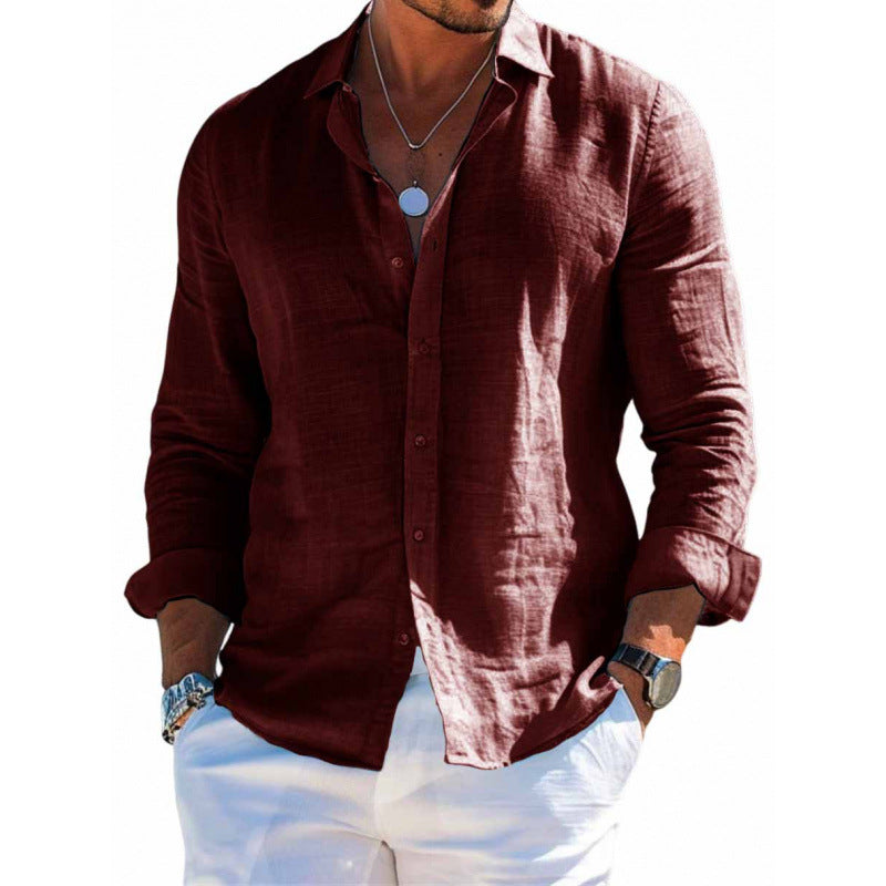 Men’s Arden Cotton-Linen Lapel Shirt