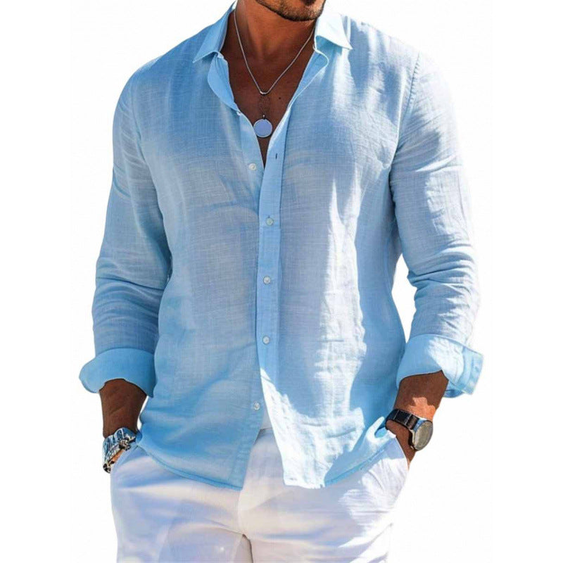 Men’s Arden Cotton-Linen Lapel Shirt