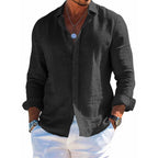 Men’s Arden Cotton-Linen Lapel Shirt