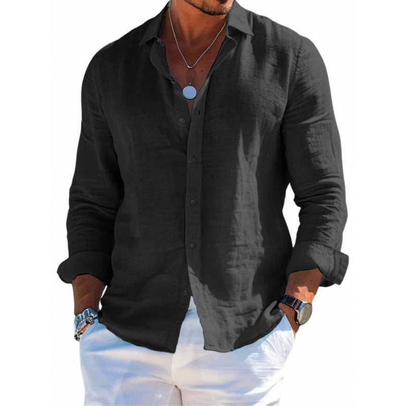 Men’s Arden Cotton-Linen Lapel Shirt