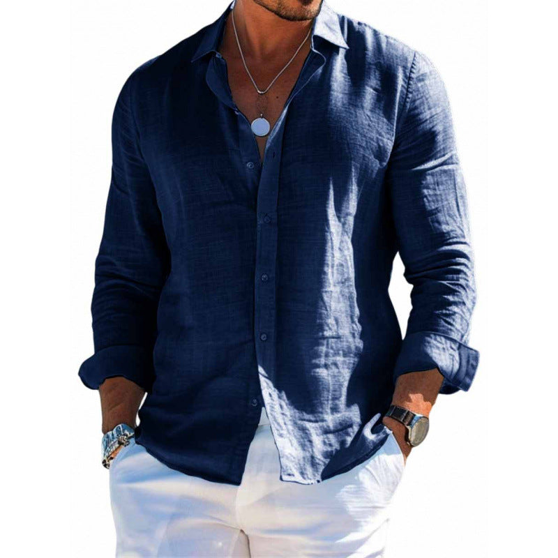 Men’s Arden Cotton-Linen Lapel Shirt
