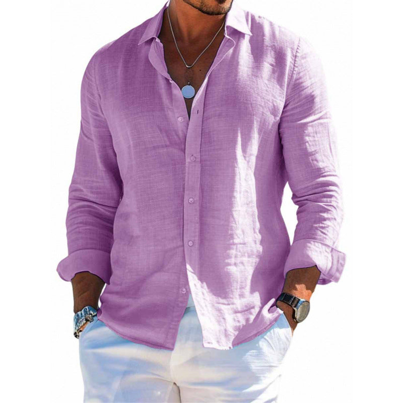 Men’s Arden Cotton-Linen Lapel Shirt