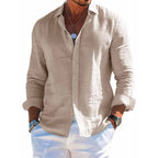 Men’s Arden Cotton-Linen Lapel Shirt