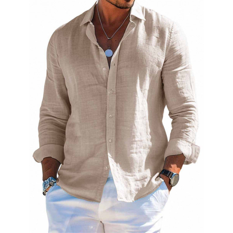 Men’s Arden Cotton-Linen Lapel Shirt