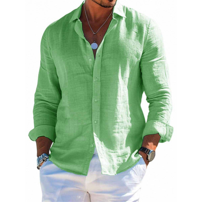Men’s Arden Cotton-Linen Lapel Shirt