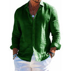 Men’s Arden Cotton-Linen Lapel Shirt
