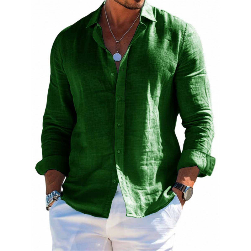 Men’s Arden Cotton-Linen Lapel Shirt
