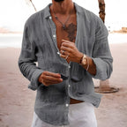 Albridge Cotton Linen Lapel Long Sleeve Shirt