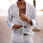 Albridge Cotton Linen Lapel Long Sleeve Shirt
