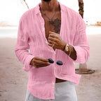 Albridge Cotton Linen Lapel Long Sleeve Shirt