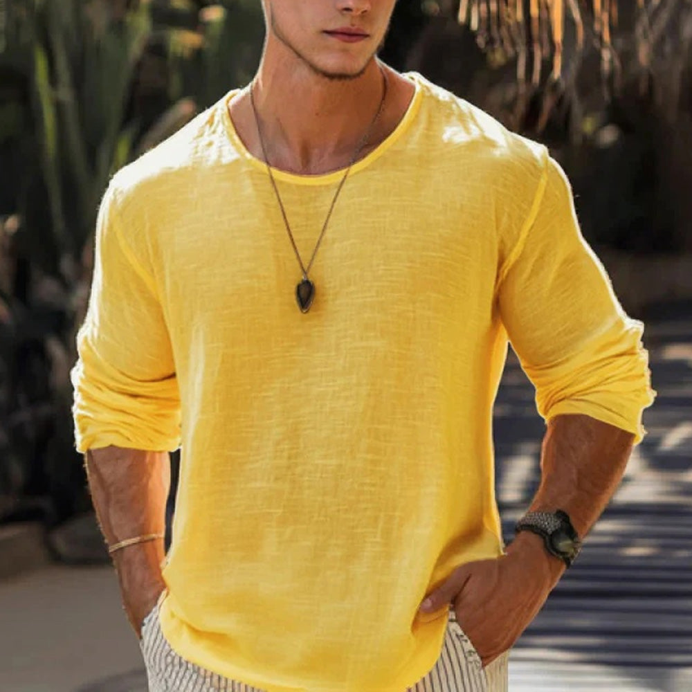 Men’s Rowan Cotton-Linen Long Sleeve Tee