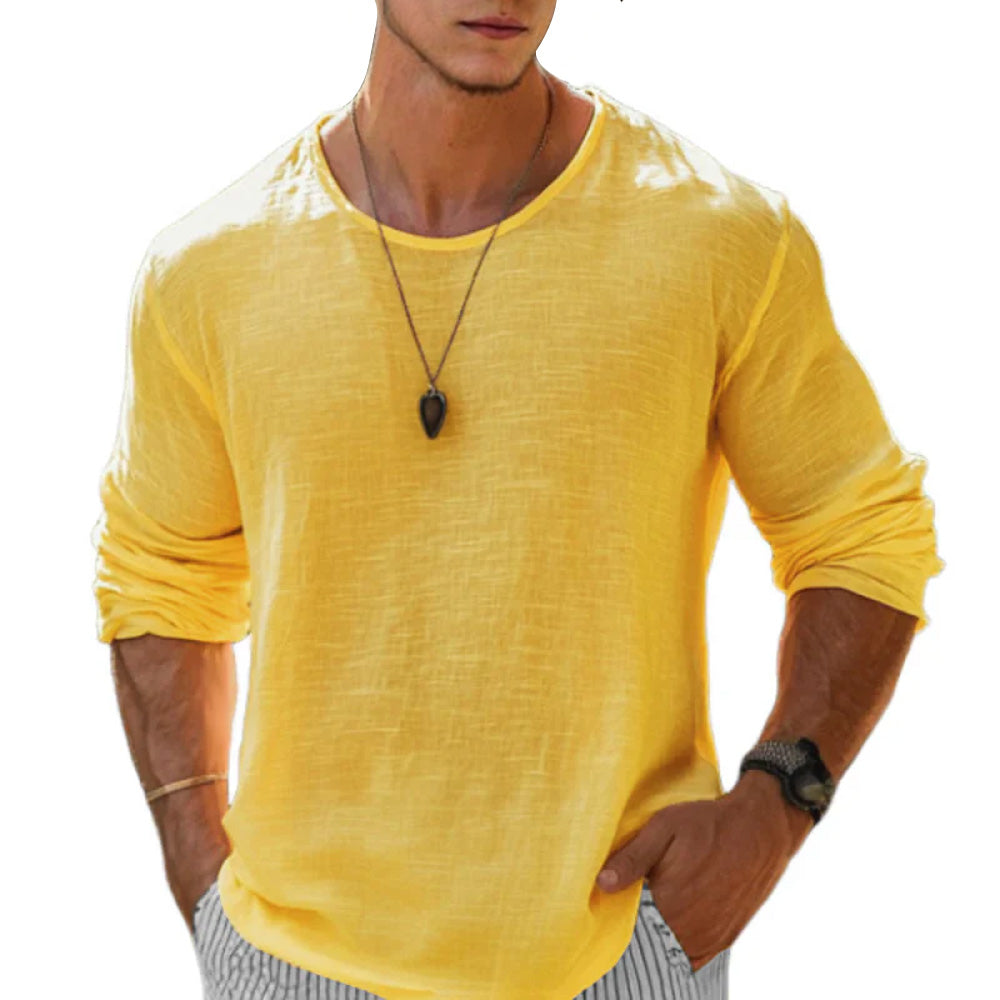 Men’s Rowan Cotton-Linen Long Sleeve Tee