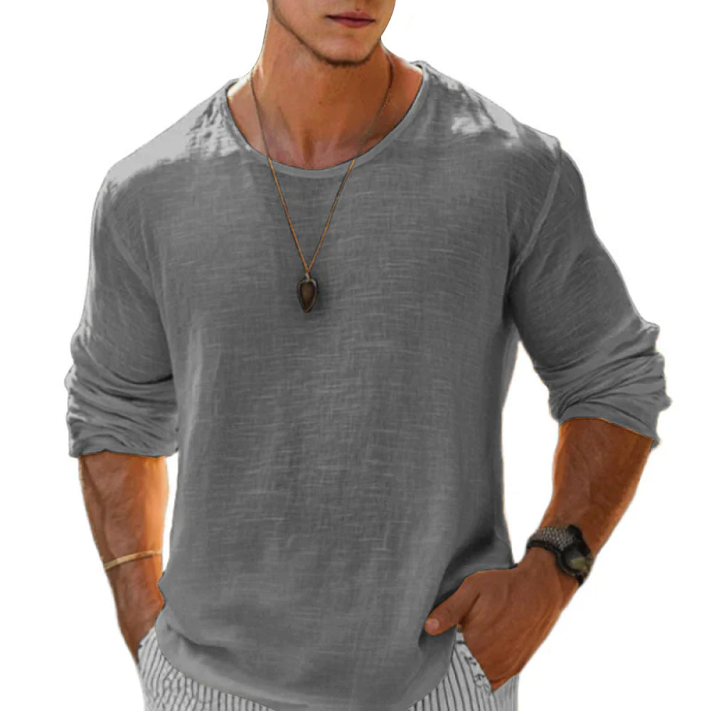 Men’s Rowan Cotton-Linen Long Sleeve Tee