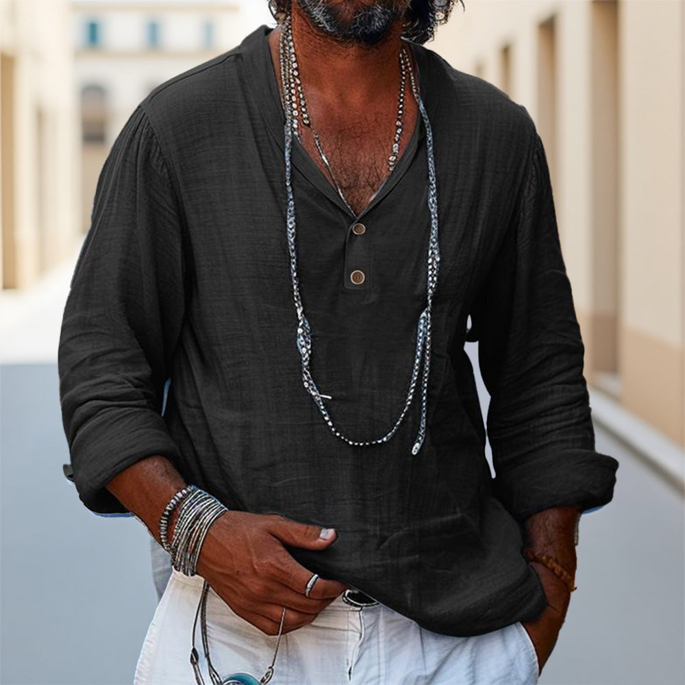 Men’s Landon Relaxed Cotton-Linen Shirt
