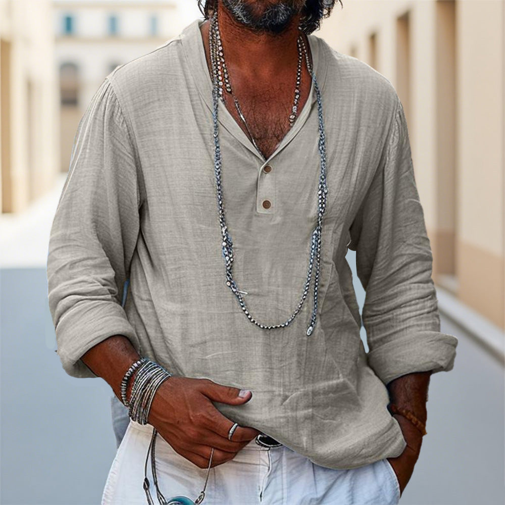Men’s Landon Relaxed Cotton-Linen Shirt