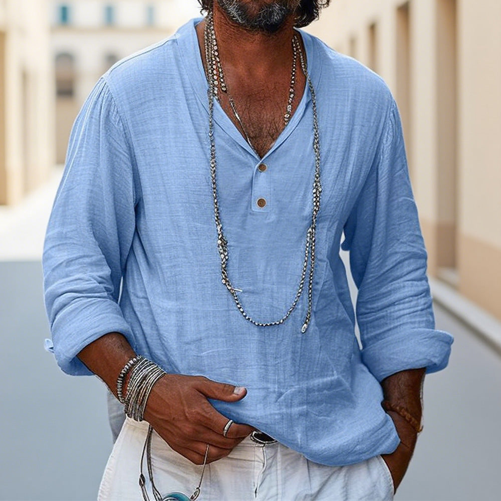 Men’s Landon Relaxed Cotton-Linen Shirt