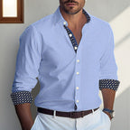 Alston Cotton Blend Colorblock Lapel Shirt