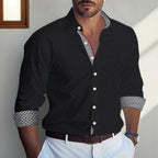 Alston Cotton Blend Colorblock Lapel Shirt