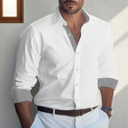 Alston Cotton Blend Colorblock Lapel Shirt