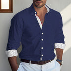 Alston Cotton Blend Colorblock Lapel Shirt