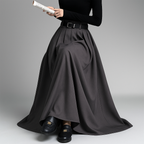 Structured Pleated Maxi Skirt