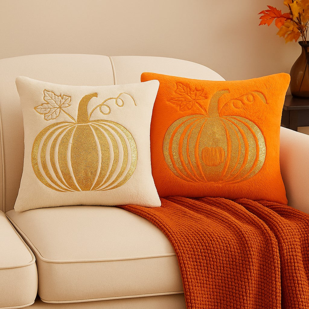 Embroidered Pumpkin Pillow covers