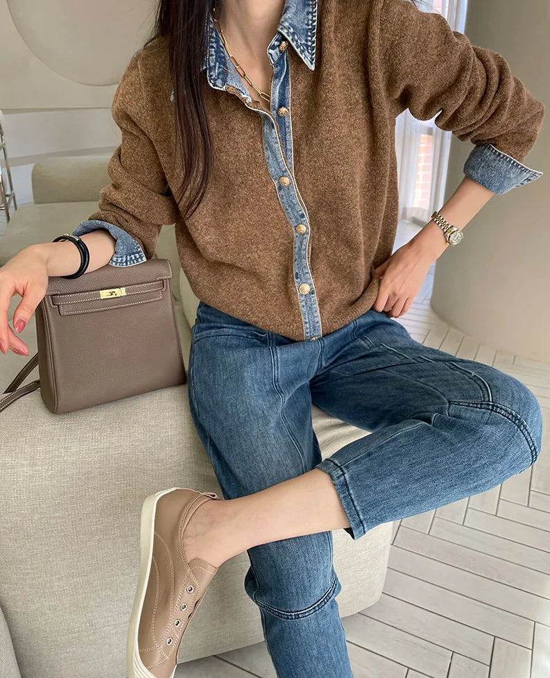 Sirena Denim Contrast Cardigan