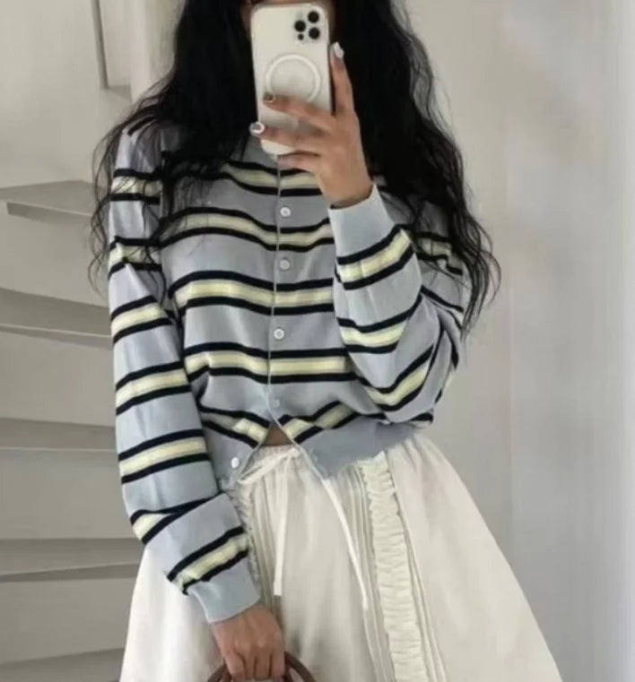Portella Striped Knit Cardigan