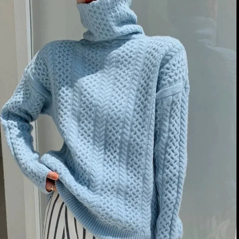 Aveline Braided Cashmere Turtleneck Sweater
