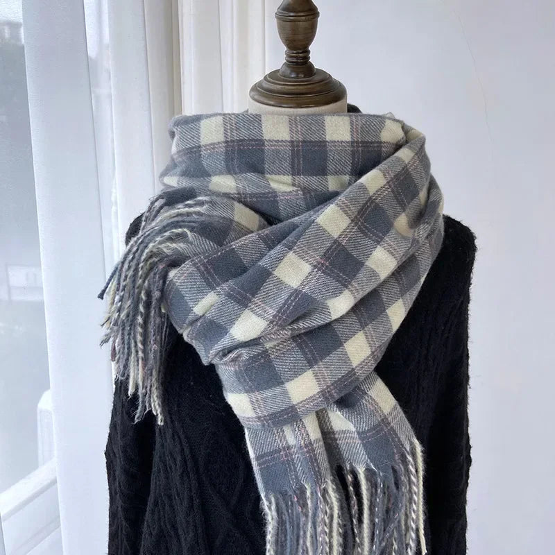 Melviera Check Fringe Scarf