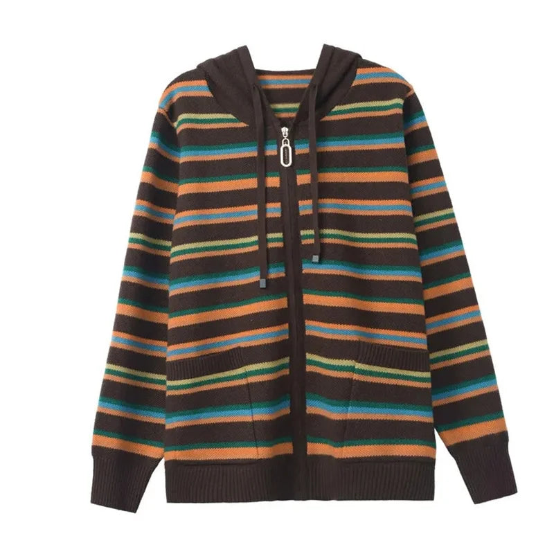Cambrio Striped Hooded Cardigan
