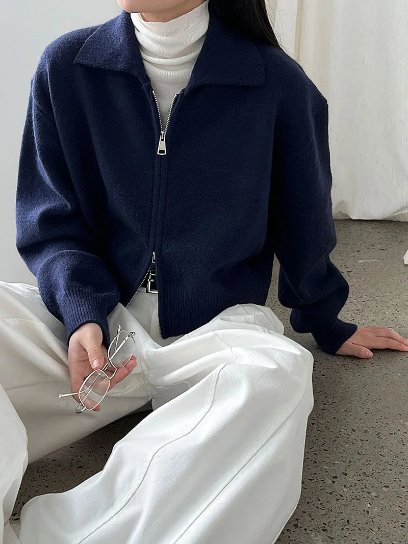 Sorella Double-Zip Knit Cardigan