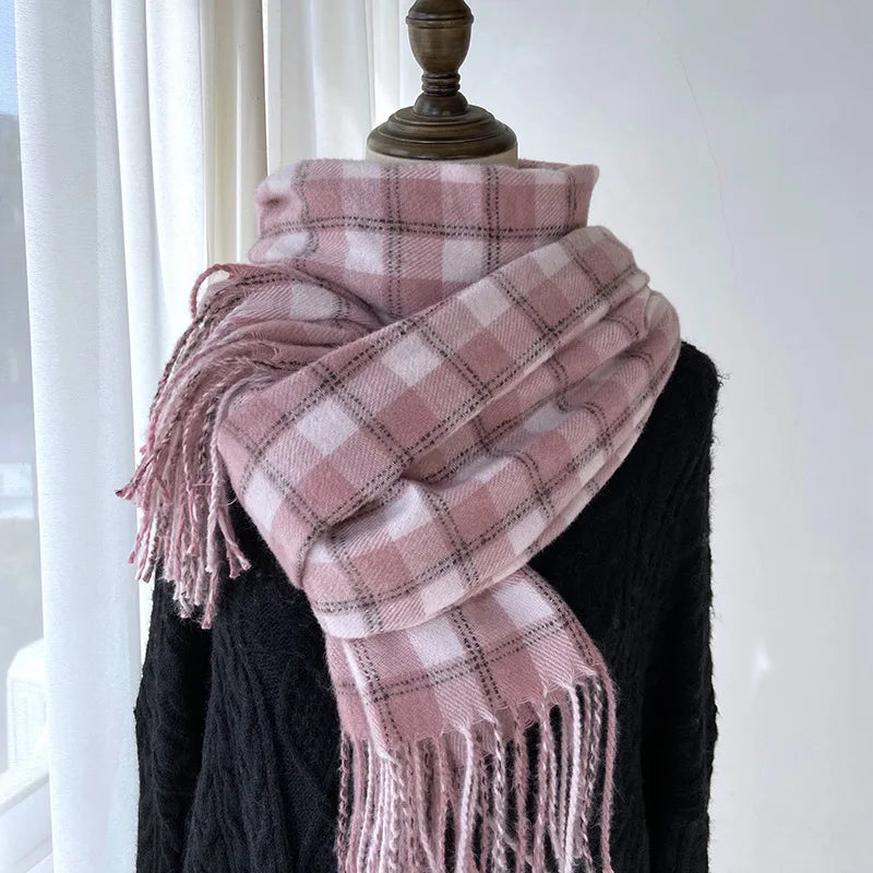 Melviera Check Fringe Scarf