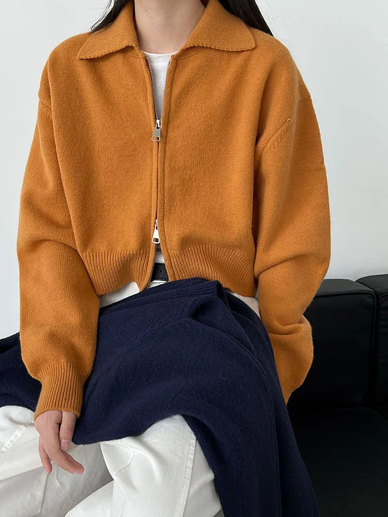 Sorella Double-Zip Knit Cardigan