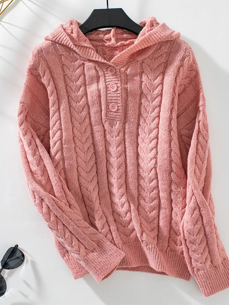 Marcella Knit Button Hoodie