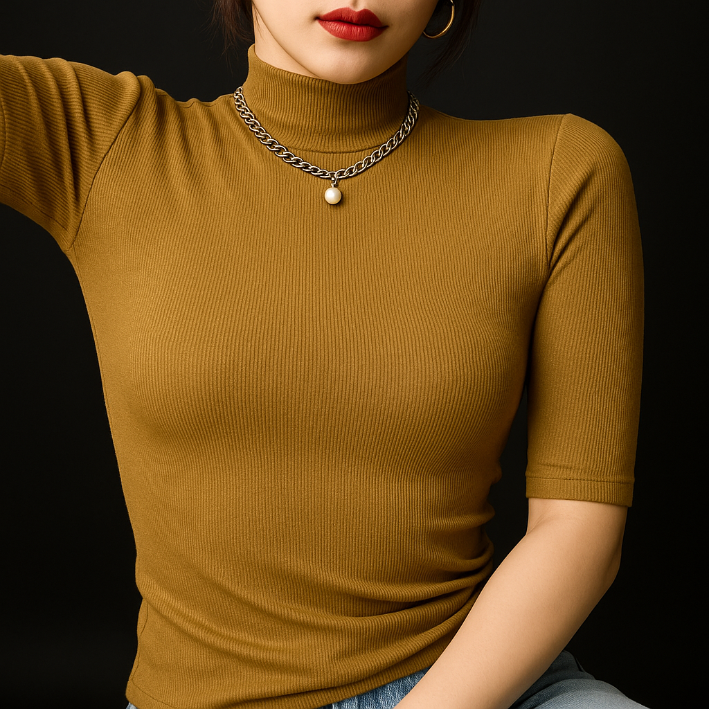 Women’s Elayne Textured Ribbed Mock Neck Top