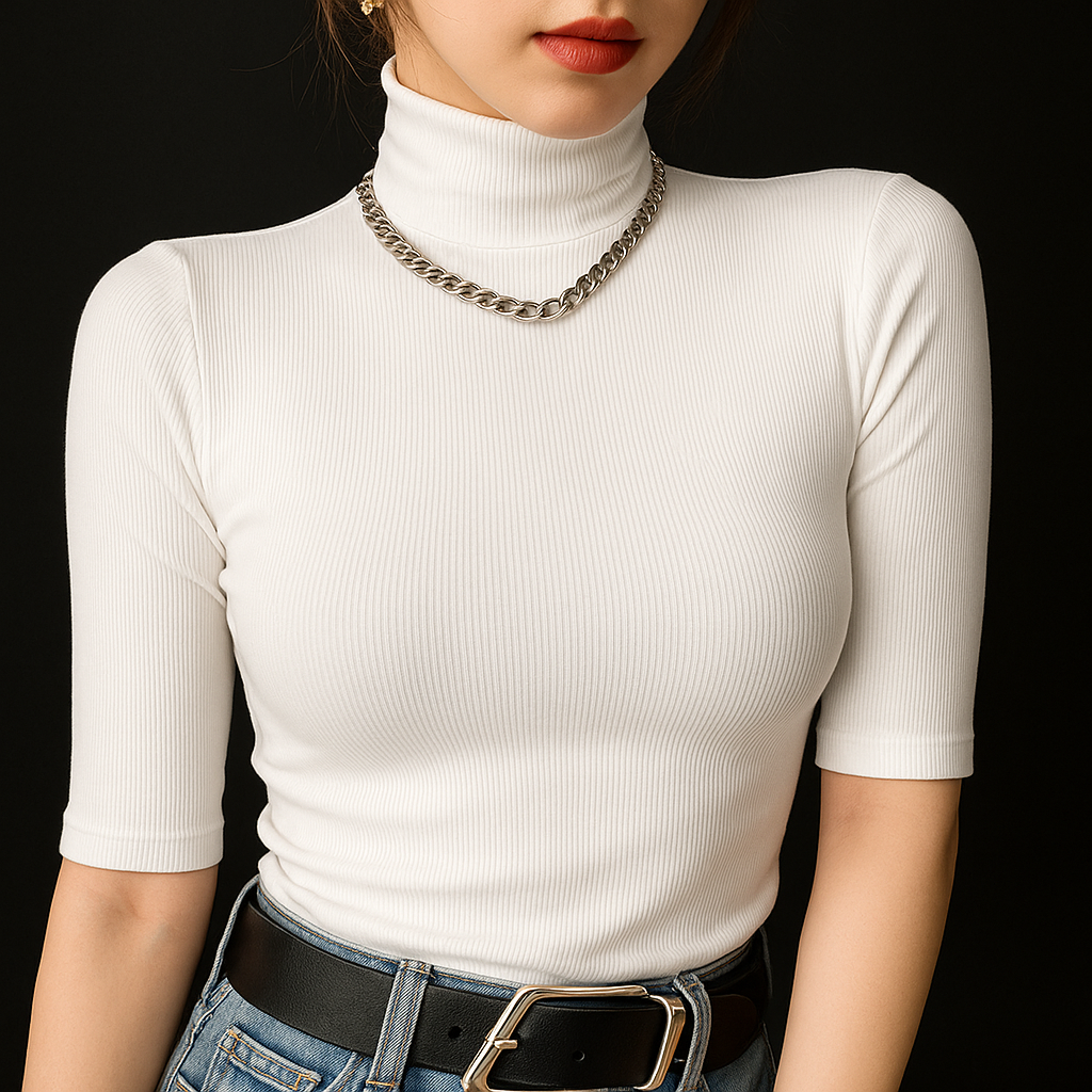 Women’s Elayne Textured Ribbed Mock Neck Top
