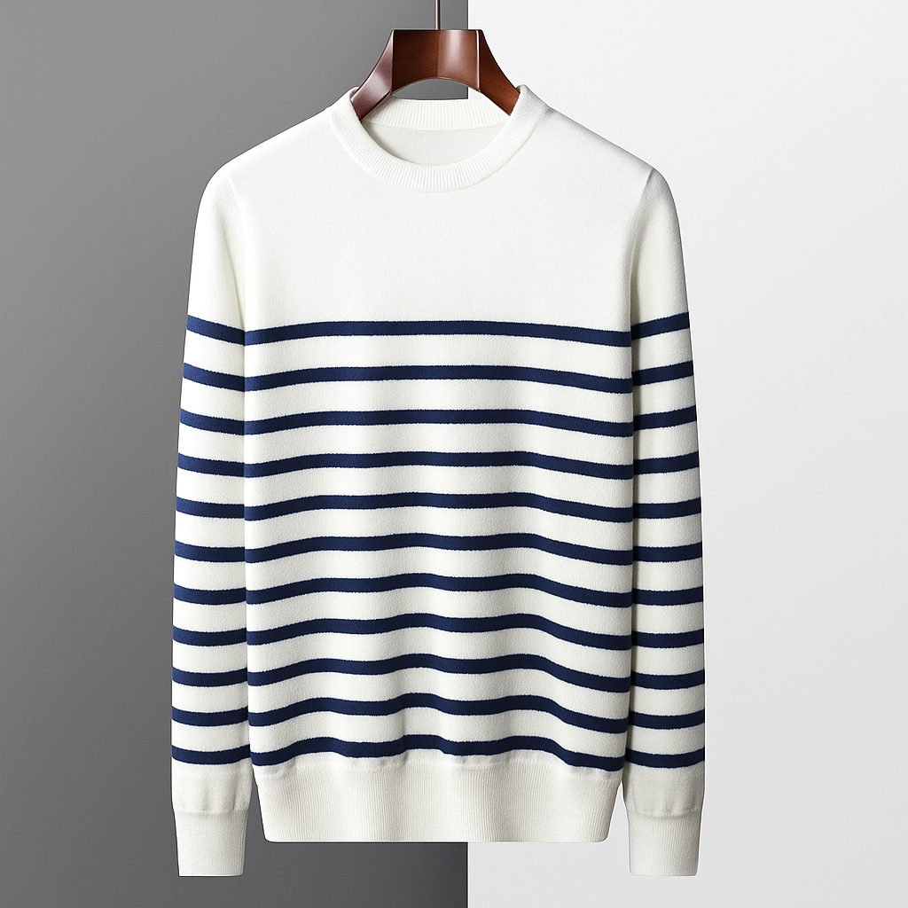 Men’s Laurent Striped Wool Crewneck Sweater