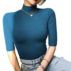 Women’s Elayne Textured Ribbed Mock Neck Top